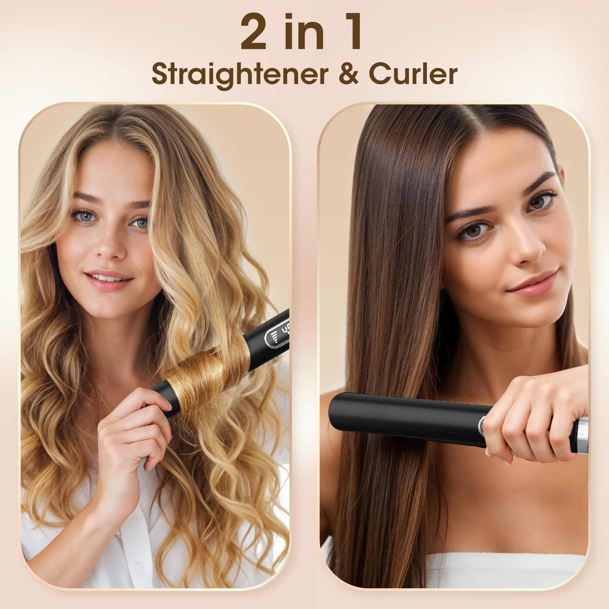 SKIMI Hair Straightener Flat Iron, Hair Straightening, Curling-5 Temp, Fast Heating, Dual Voltage