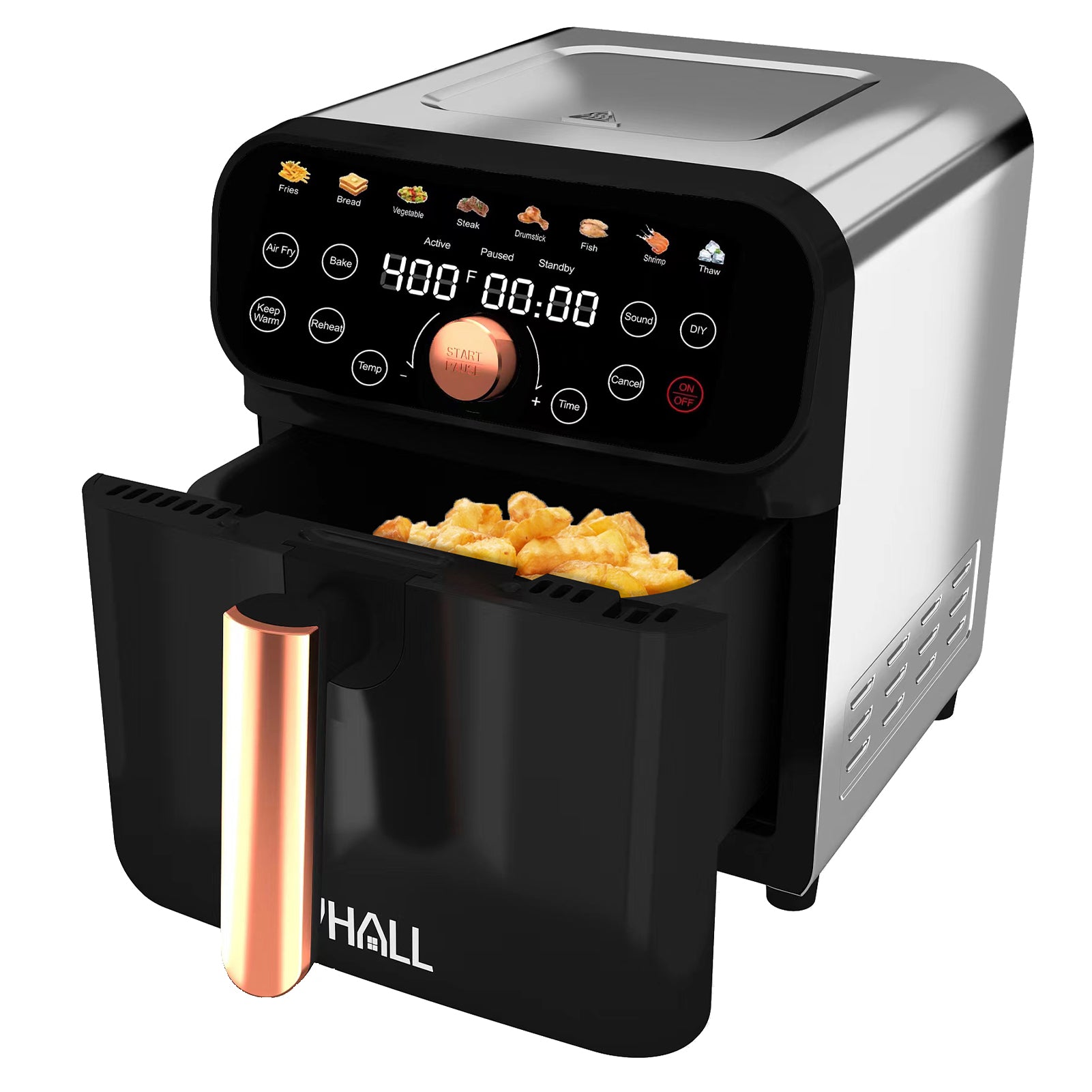 WHALL Air Fryer - 6.2QT Air Fryer Oven, 12-in-1 Stainless Steel Air Fryer with LED Smart Touchscreen, Reduce 85% Fat, 1600W