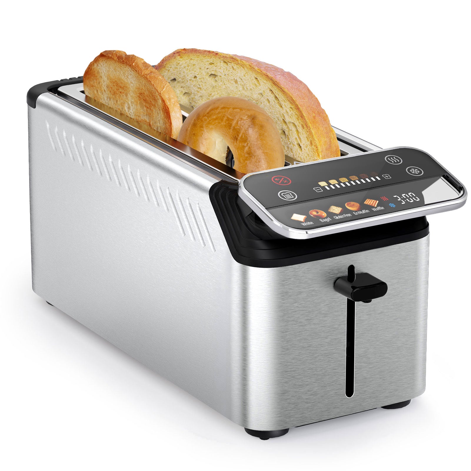 WHALL® The New Touch Screen Toaster 4 Slice | Stainless Steel, Digital Timer, Sound | 6 Bread Types & Shades