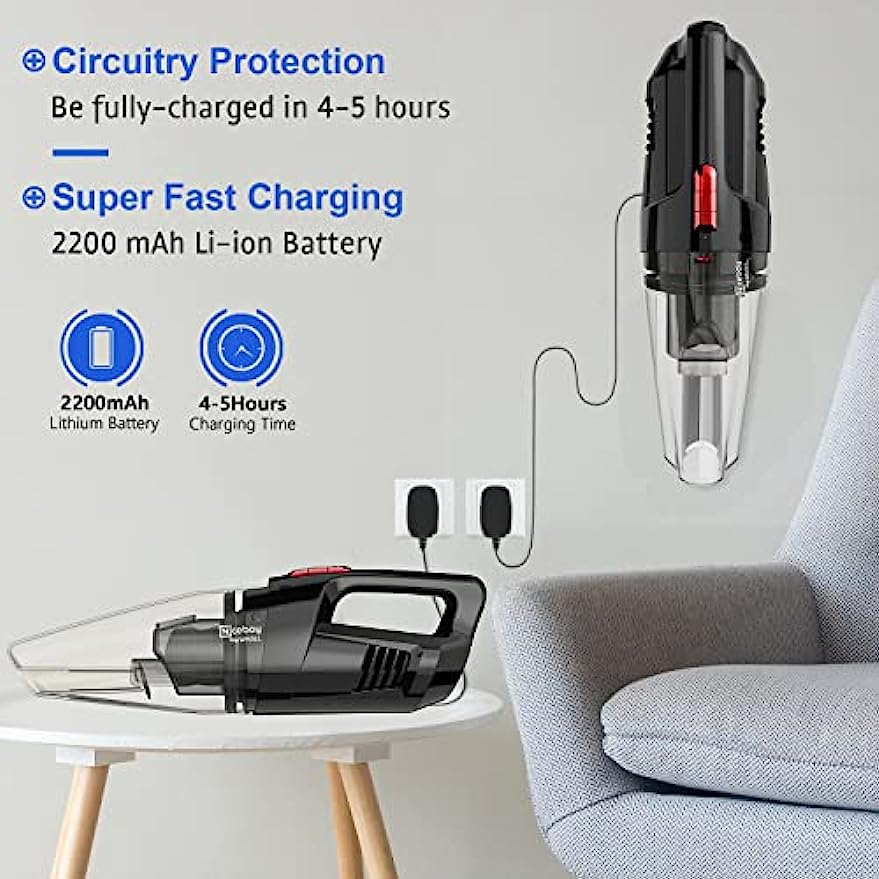 WHALL® Handheld Vacuum Cordless EV-607, Dry Wet Hand Vacuum Cleaner 8500 PA Suction