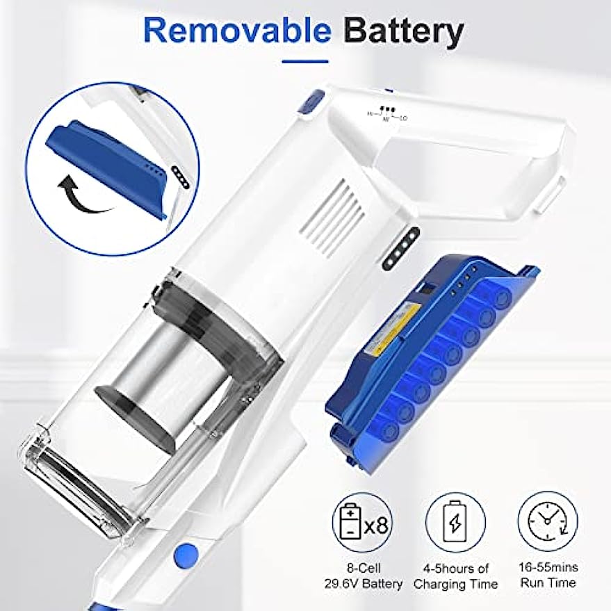 WHALL® EV-691 Cordless Vacuum Cleaner, Upgraded 25Kpa Suction 280W Brushless Motor 4 in 1 Cordless Stick Vacuum Cleaner