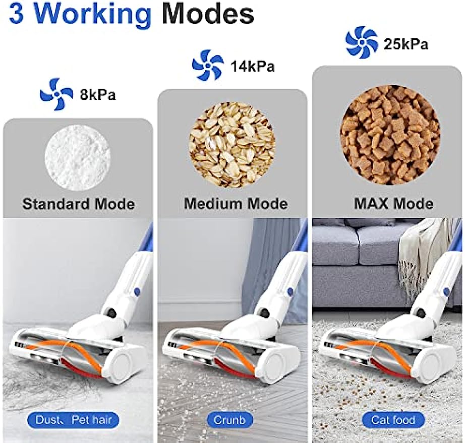 WHALL® EV-691 Cordless Vacuum Cleaner, Upgraded 25Kpa Suction 280W Brushless Motor 4 in 1 Cordless Stick Vacuum Cleaner