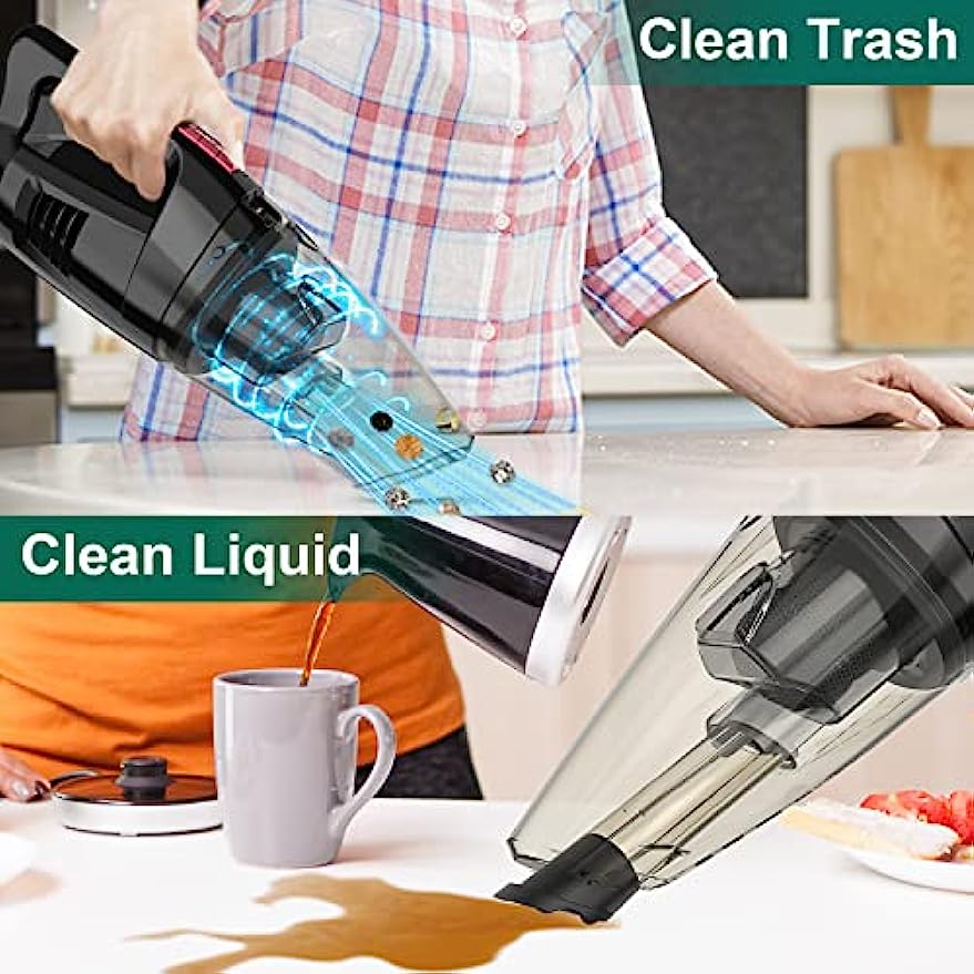 WHALL® Handheld Vacuum Cordless EV-607, Dry Wet Hand Vacuum Cleaner 8500 PA Suction