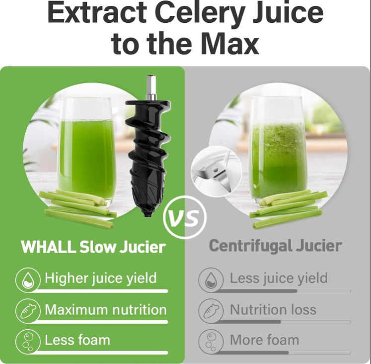 WHALL® Cold Press Juicer Machine with Touchscreen, Slow Masticating Machines with 3" Extra Large Feed Chute, Reverse Function, Soft & Hard Models