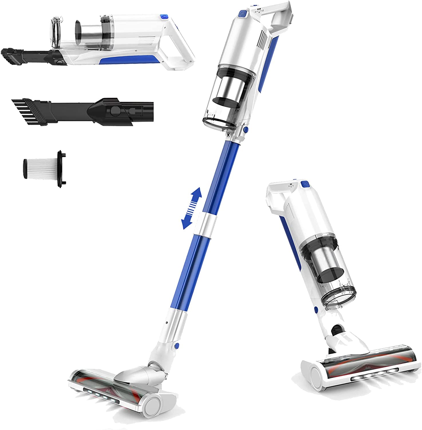 WHALL® EV-691 Cordless Vacuum Cleaner, Upgraded 25Kpa Suction 280W Brushless Motor 4 in 1 Cordless Stick Vacuum Cleaner