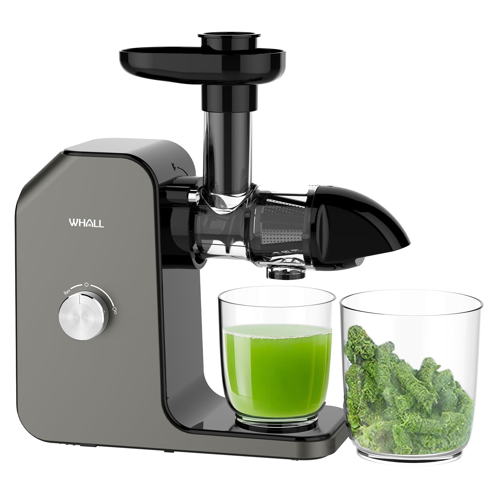 Whall® Slow Masticating Juicer,Cold Press Juicer Machines Vegetable and Fruit,,Juicers with Quiet Motor & Reverse Function, Easy to Clean with Brush,Grey