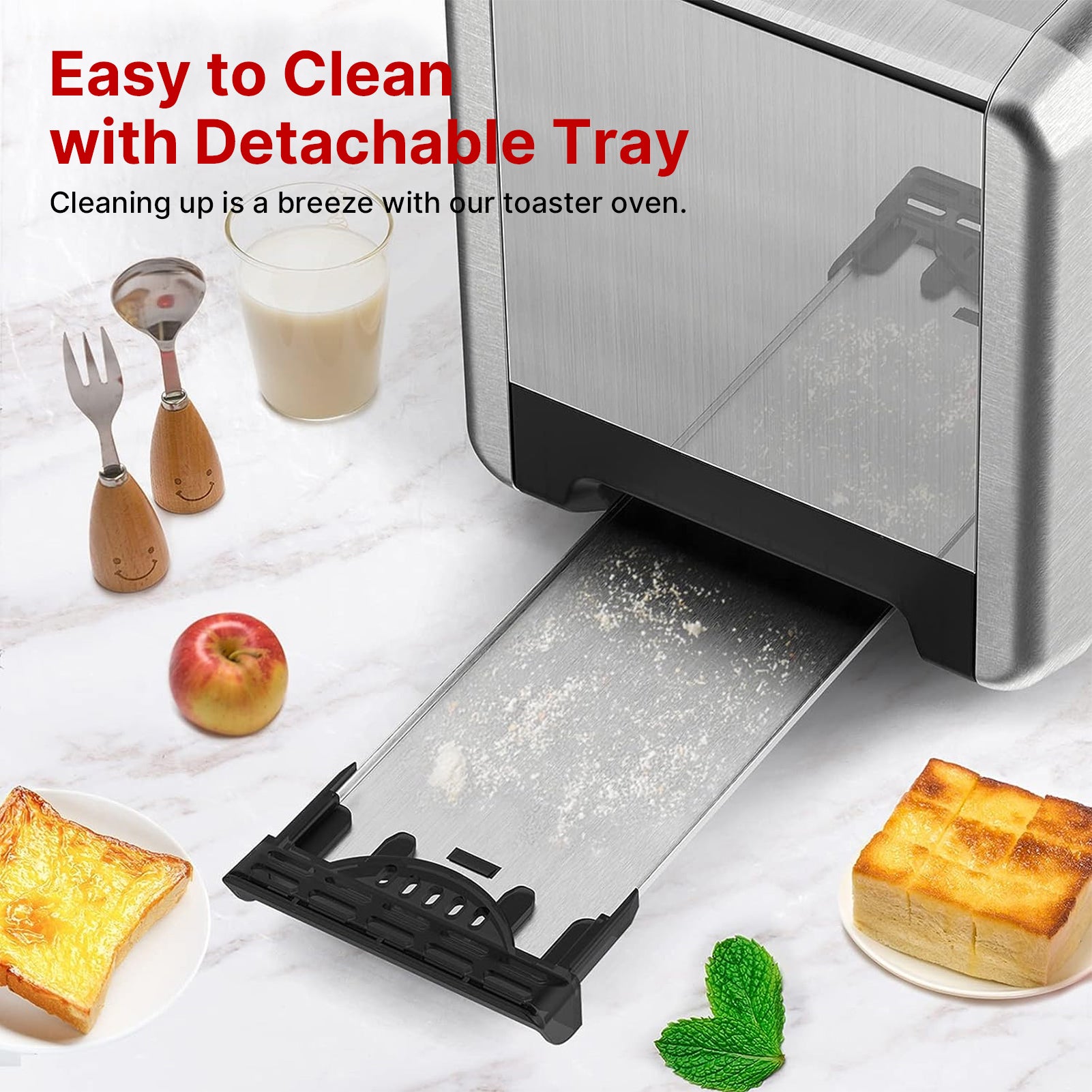 WHALL® Touch Screen Toaster 2 Slice | Stainless Steel, Digital Timer, Sound | 6 Bread Types & Shades