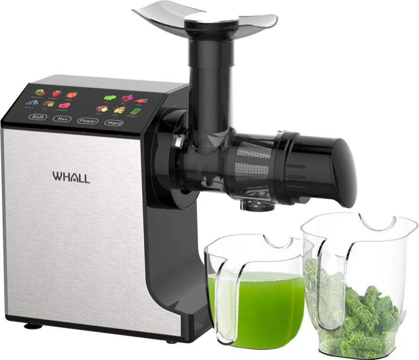 WHALL® Cold Press Juicer Machine with Touchscreen, Slow Masticating Machines with 3" Extra Large Feed Chute, Reverse Function, Soft & Hard Models