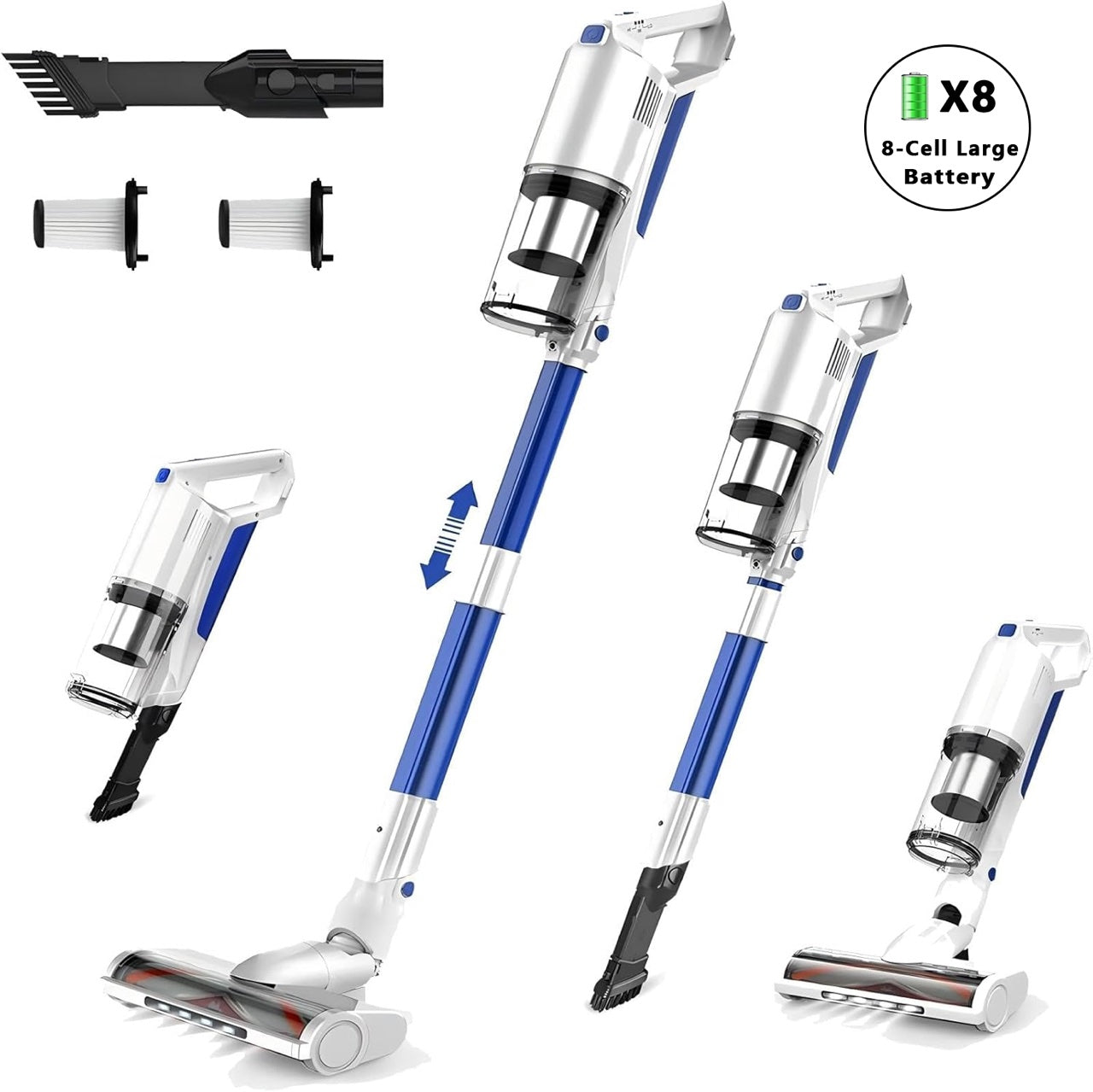 WHALL® EV-691 Cordless Vacuum Cleaner, Upgraded 25Kpa Suction 280W Brushless Motor 4 in 1 Cordless Stick Vacuum Cleaner