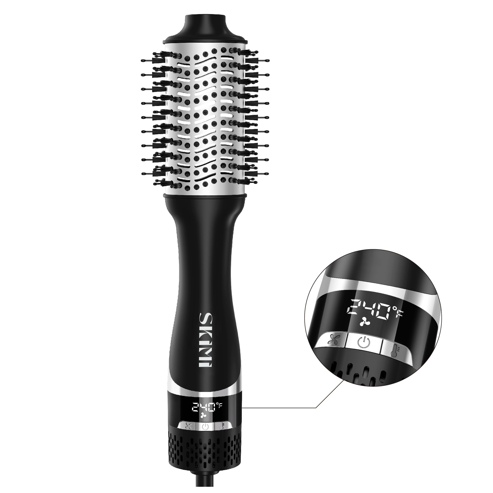 SKIMI Hair Dryer Brush,Blow Dryer Brush in One, Hot Air Dryer,Display Screen,Ceramic Barrel,Black