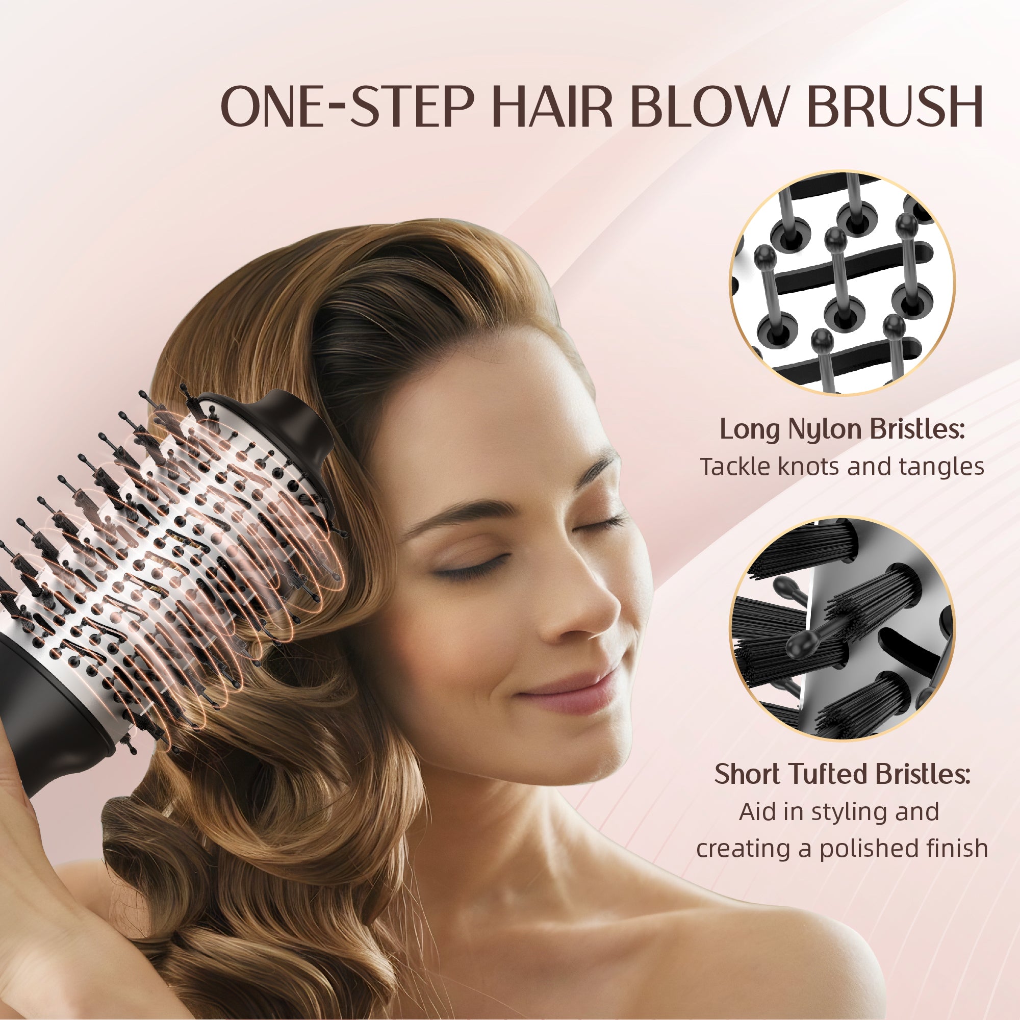 SKIMI Hair Dryer Brush,Blow Dryer Brush in One, Hot Air Dryer,Display Screen,Ceramic Barrel,Black