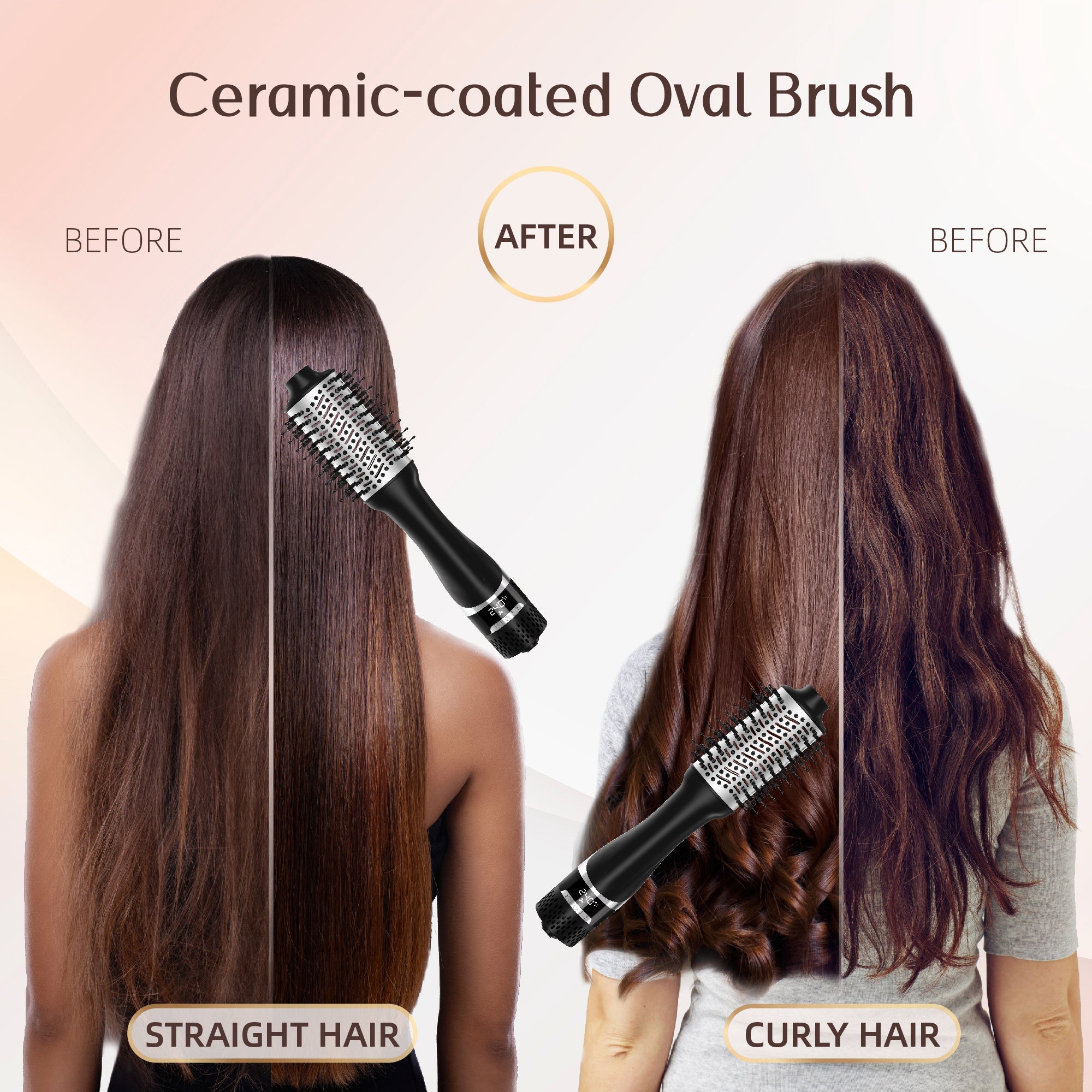 SKIMI Hair Dryer Brush,Blow Dryer Brush in One, Hot Air Dryer,Display Screen,Ceramic Barrel,Black