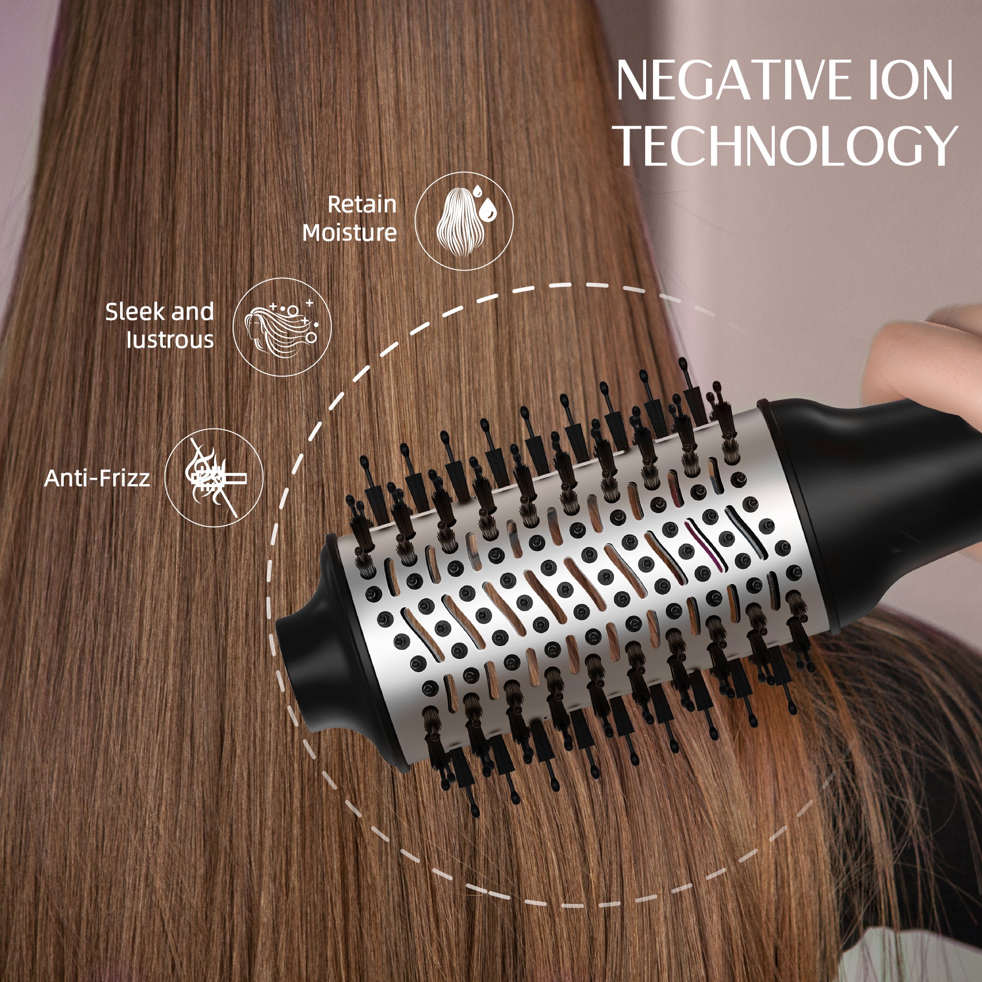 SKIMI Hair Dryer Brush,Blow Dryer Brush in One, Hot Air Dryer,Display Screen,Ceramic Barrel,Black