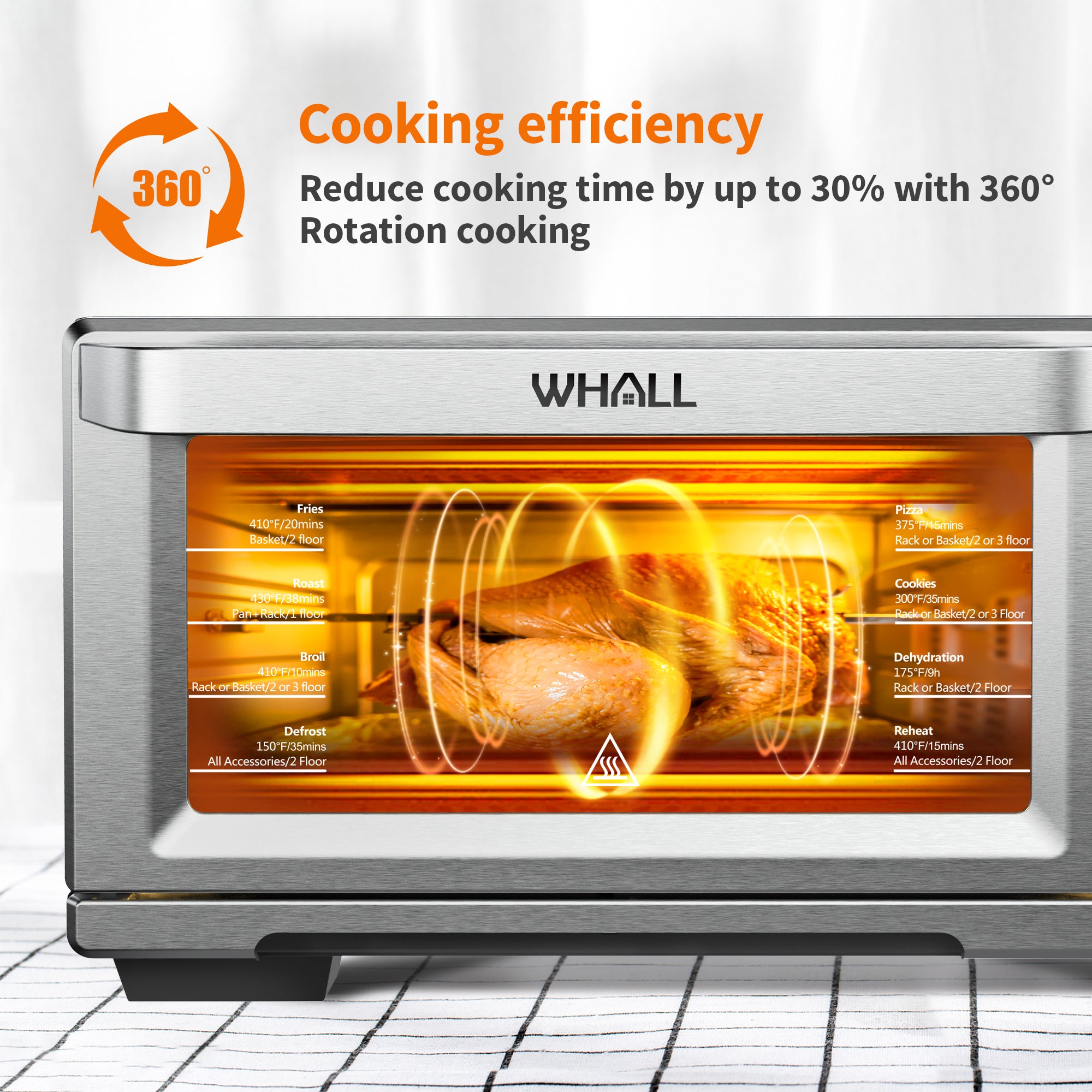 WHALL Air Fryer Toaster Oven - 30QT Convection Oven, 11-in-1 Steam Oven, Touchscreen, 4 Accessories