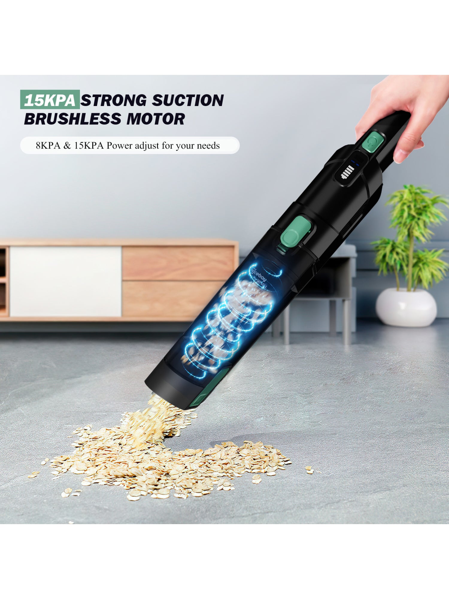 WHALL® Handheld Cordless Vacuum, Portable Vacuum with 15KPA Suction, Fast Charging, EV-H061 (New)