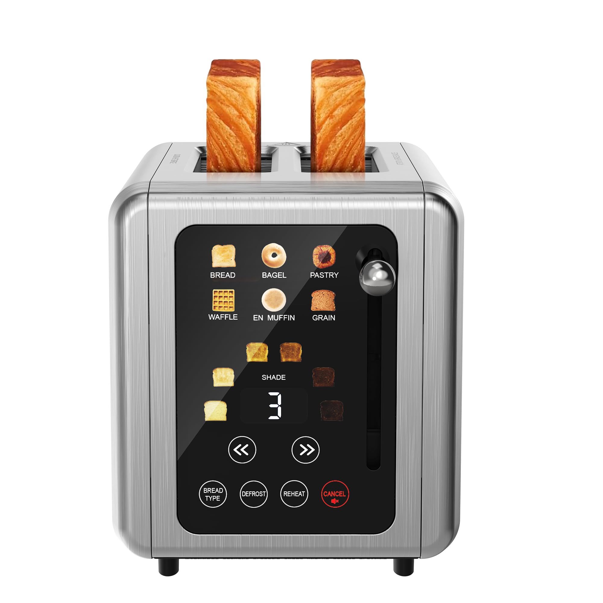 Whall Ultra Touch Screen Toaster 2 Slice, Stainless Steel Digital Timer Toaster with Sound Function